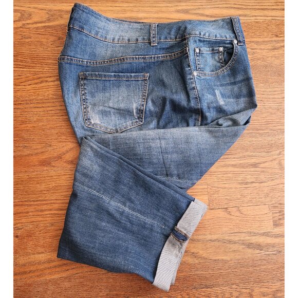 Lane Bryant Stretch Distressed Jean Whiskering Fading– Sz 20 NWOT - Picture 2 of 8